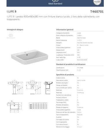 Lavabo Ideal Standa T4607