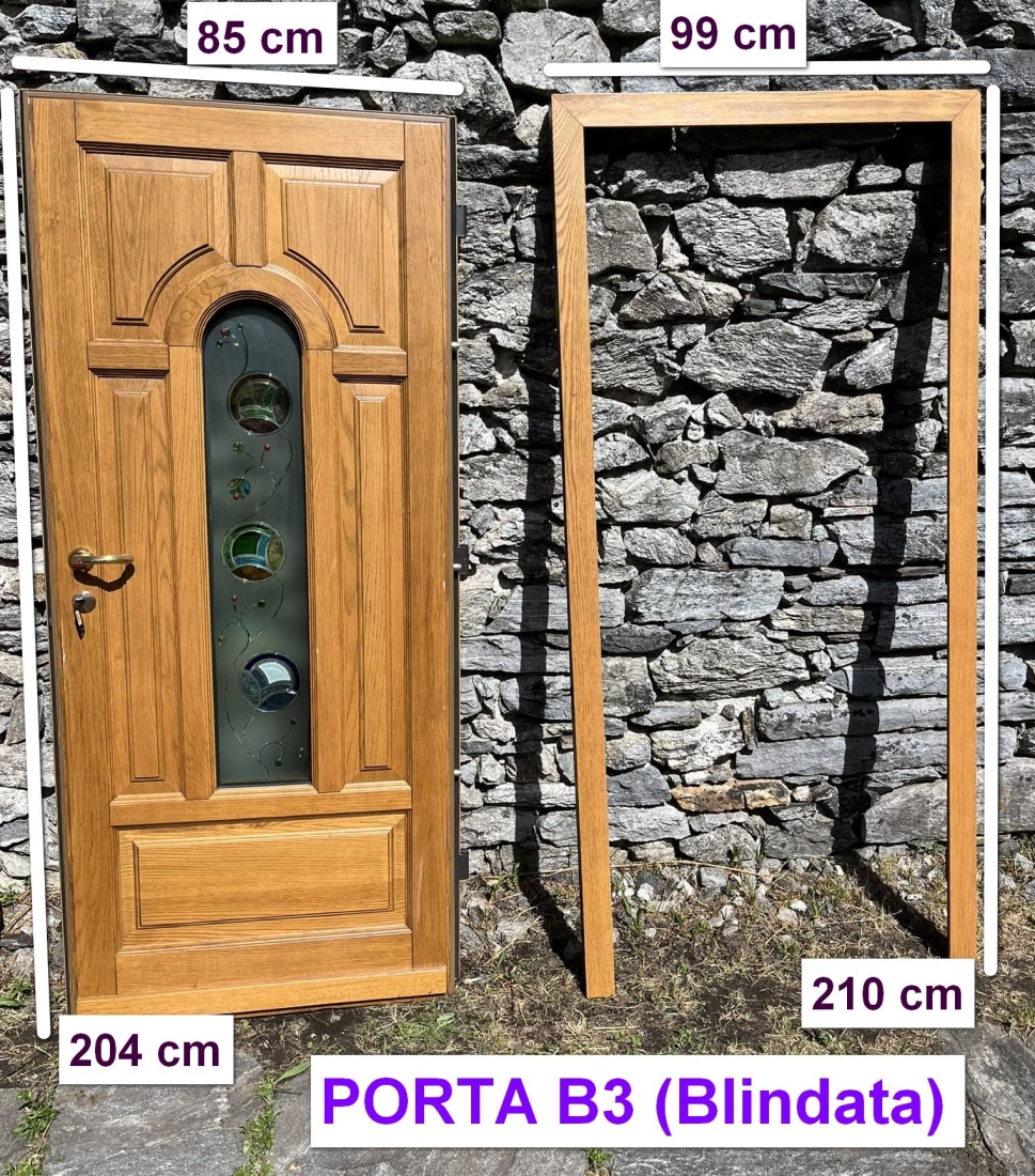 Porta BLINDATA con vetrata decorativa (B3)