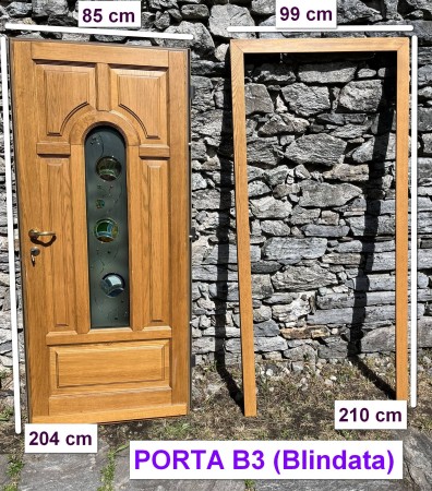 Porta BLINDATA con vetrata decorativa (B3)