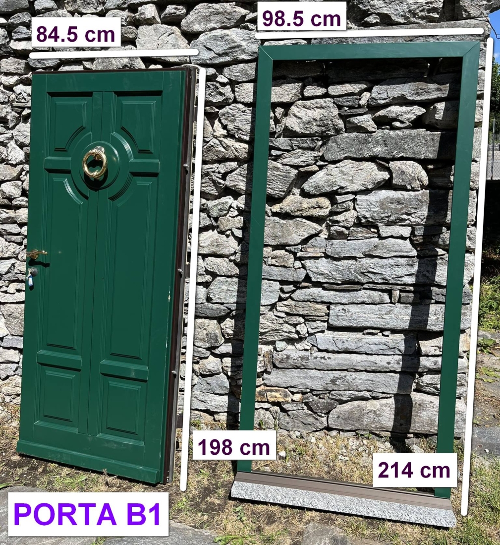 Porta BLINDATA verde con battiporta in metallo (B1)