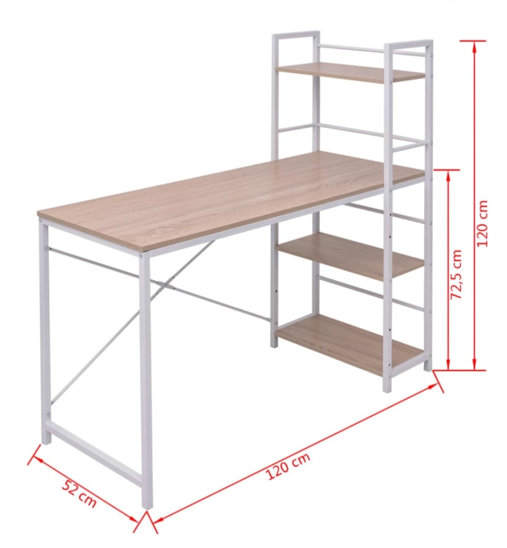 Scrivania con 4 ripiani in rovere